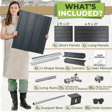 Modular Raised Garden Bed - 8x4x2 Tall 13 in 1 DIY Custom Shapes Powder Coated Galvanized Raised Garden Beds Kit | Carpathen, 6